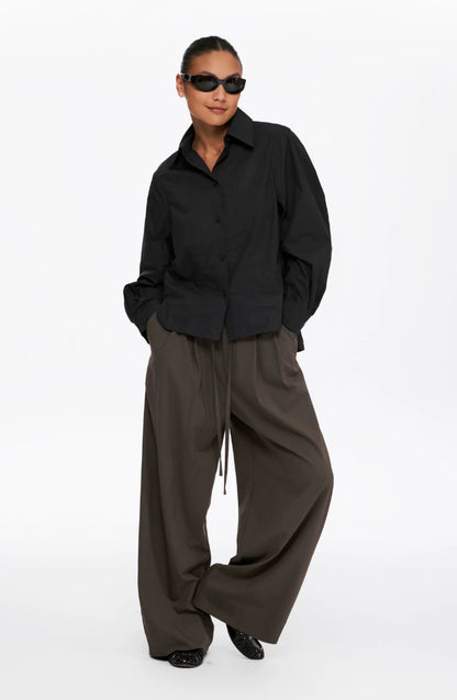 Button-Front Shirt Cardigan — worn by a model