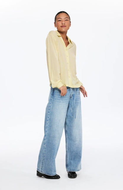 The V-Neck Cardigan in Soft Knit — worn by a model