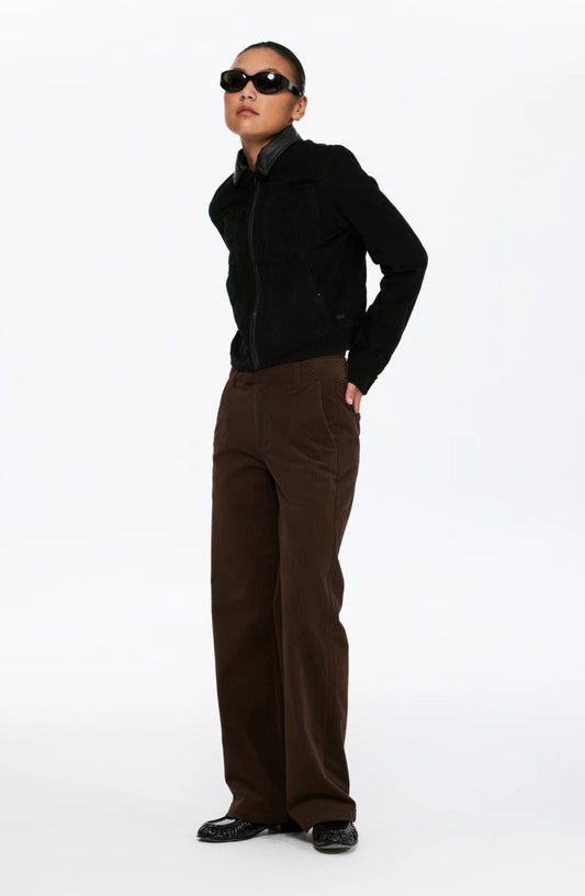 Reversible Waxed Vegan Leather Corduroy Jacket — worn by a model