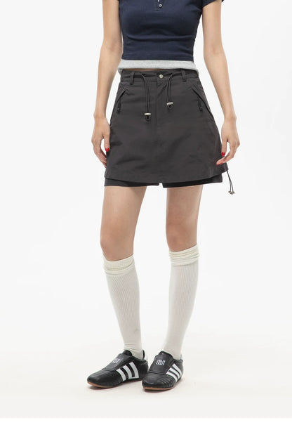 Utility Drawstring A-Line Cargo Skirt — worn by a model