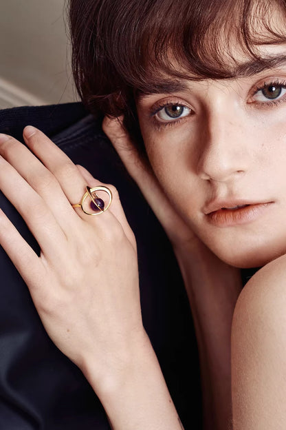 Falling Star Double Bright Silver Ring — worn by a model