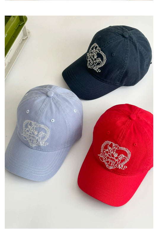 Heart Embroidered Soft Baseball Cap — product view