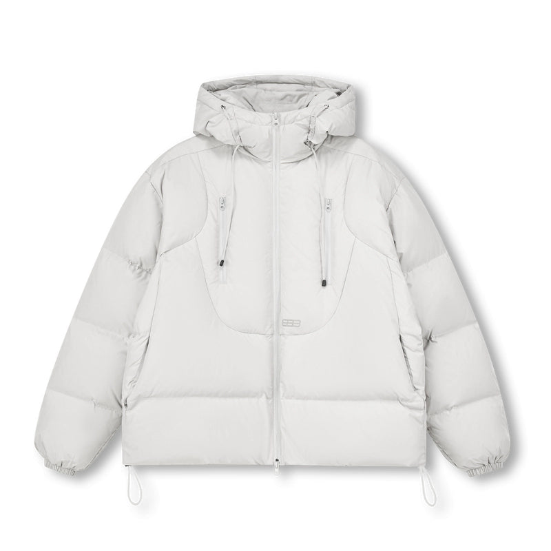 Women's 3D short down jacket - Coconut white fashionable puffer with skirt urban winter street style