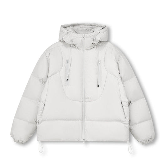 Women's 3D short down jacket - Coconut white fashionable puffer with skirt urban winter street style