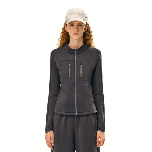 Women's  double layer air knit top - breathable streetwear top with zip jacket wide leg pants casual outfit
