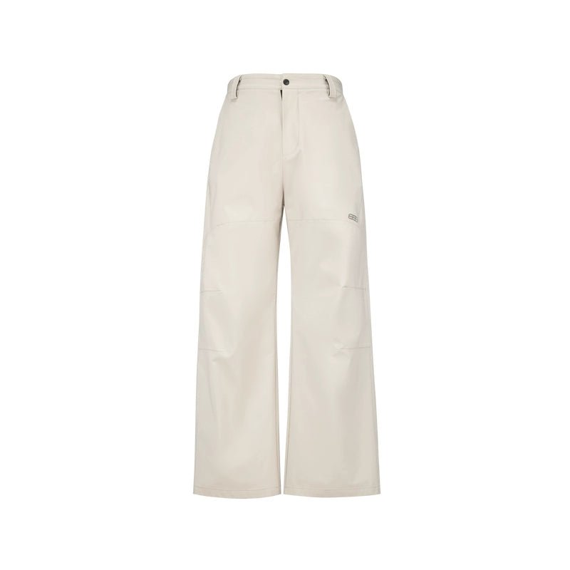 Women's men's outdoor water-repellent trousers -  Coconut whitewide leg high waist casual pants with button zip belt loops
