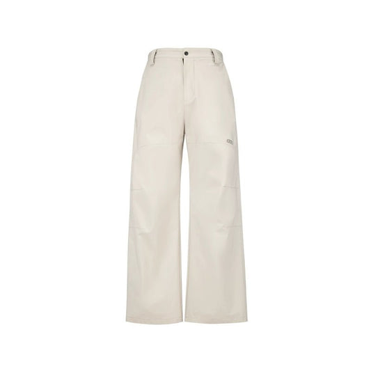 Women's men's outdoor water-repellent trousers -  Coconut whitewide leg high waist casual pants with button zip belt loops