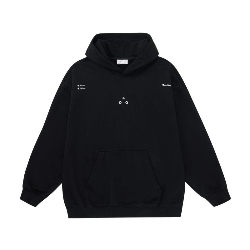 Men's women's thermoregulating hoodie - black heavyweight sweat with front pocket white print smart temperature control