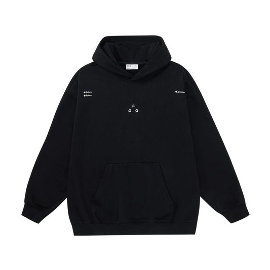 Men's women's thermoregulating hoodie - black heavyweight sweat with front pocket white print smart temperature control