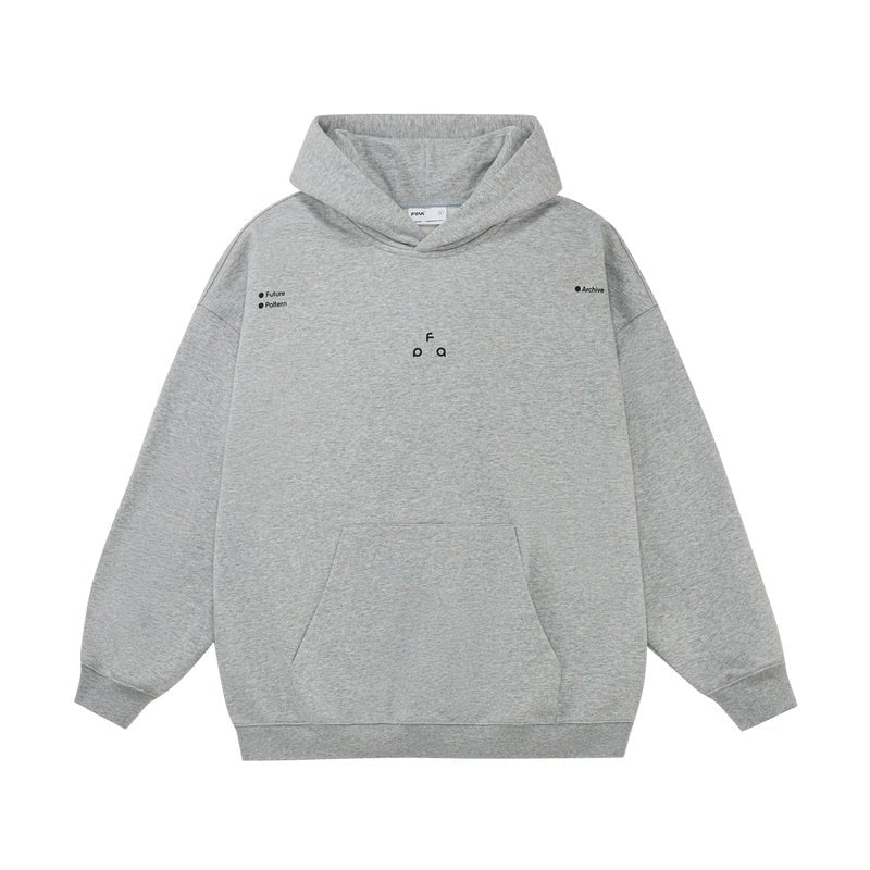 Men's women's thermoregulating hoodie - light grey heavyweight sweat with front pocket white print smart temperature control