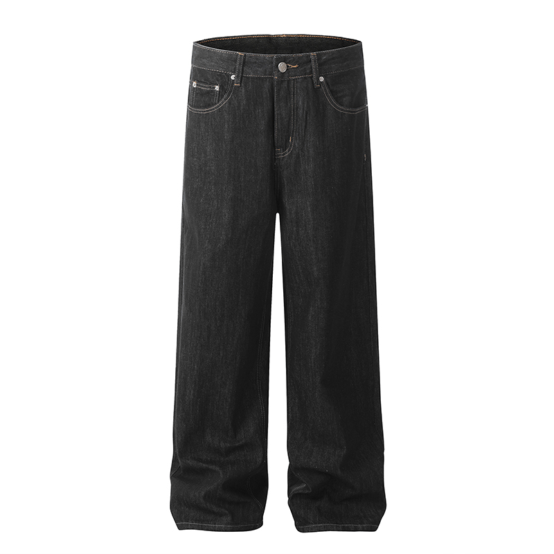Women's men's vintage jeans - high waist wide leg raw denim dark black selvedge five pocket classic