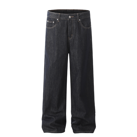 Women's men's vintage jeans - high waist wide leg raw denim dark blue selvedge five pocket classic