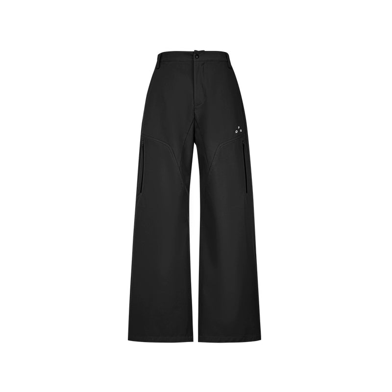 Windproof waterproof trousers black - high waist wide leg softshell pants for hiking outdoor activities