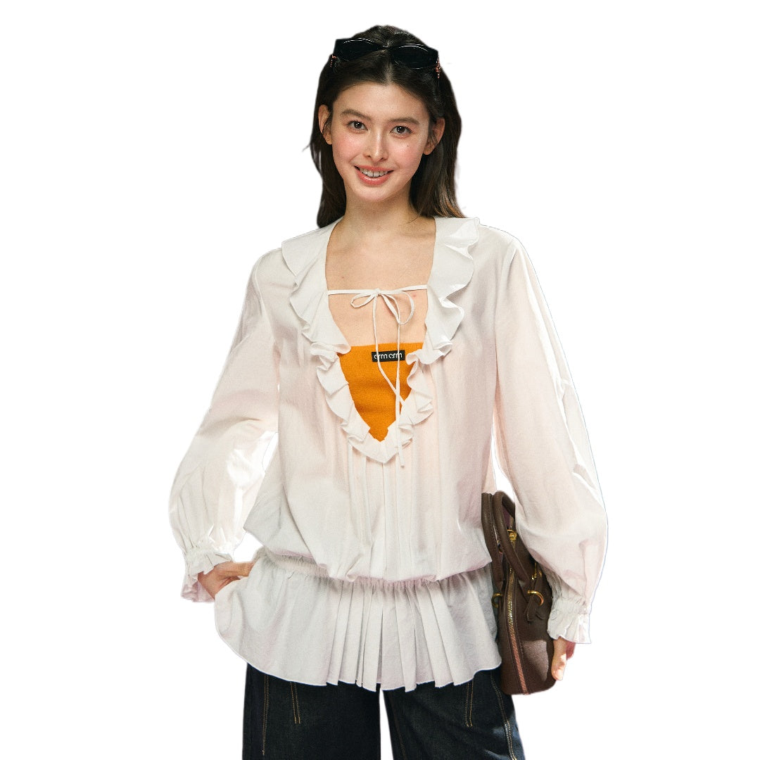 Long Sleeve Ruffle Blouse Top