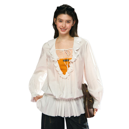 Long Sleeve Ruffle Blouse Top