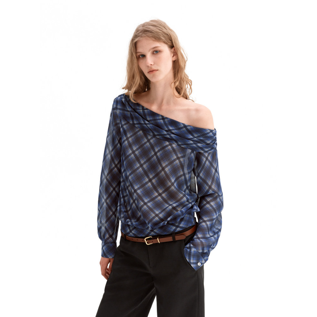 Áo blouse lệch vai không tay