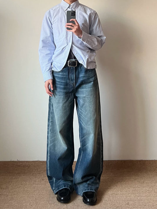 Faded Vintage Wash Straight Jeans