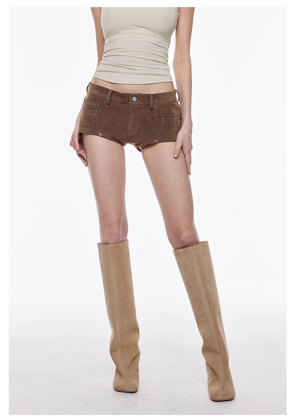 Faux Suede Deerskin Look Shorts