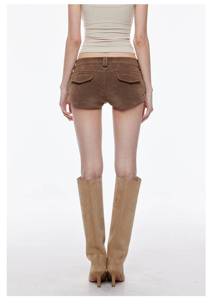 Faux Suede Deerskin Look Shorts