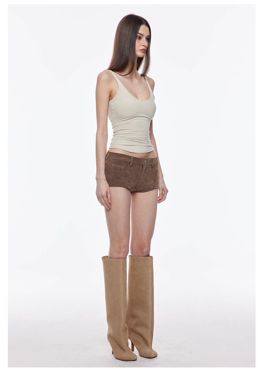 Faux Suede Deerskin Look Shorts