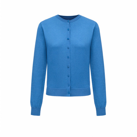 Fine-Knit Crew-Neck Cardigan