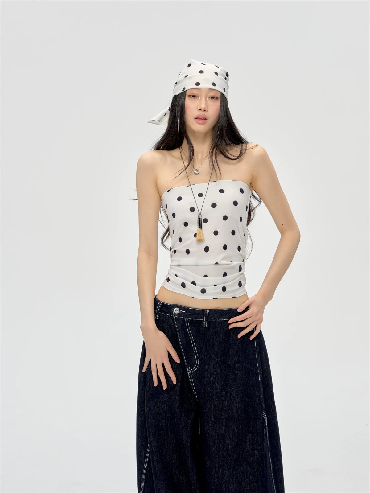 Front Print Strapless Top