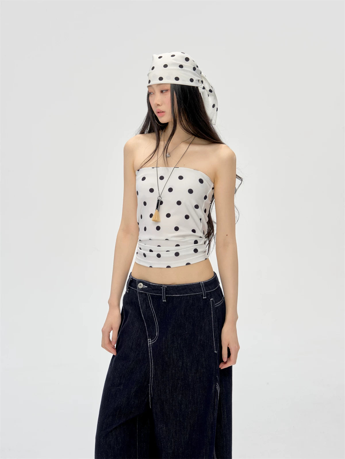 Front Print Strapless Top