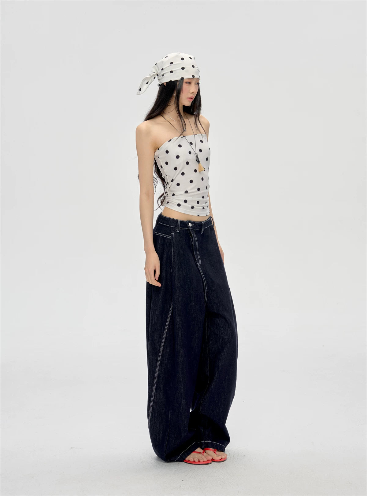 Front Print Strapless Top