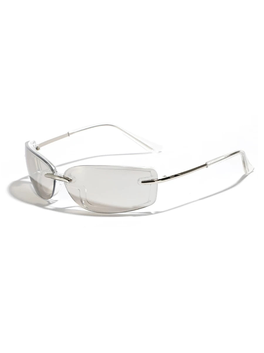Mirrored Futuristic Half-Rim Sunglasses