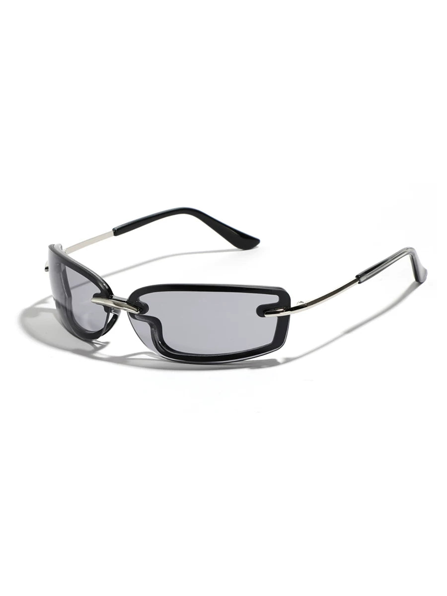 Black / Grey Futuristic Half-Rim Sunglasses
