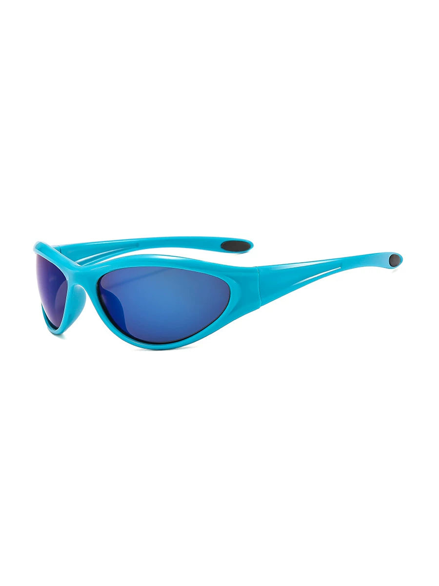 Lunettes de soleil ovales futuristes — coloris bleu