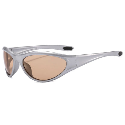 Lunettes de soleil ovales futuristes — coloris gris argenté