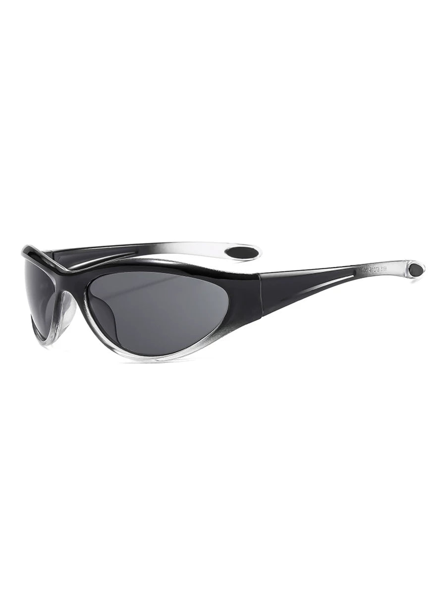 Lunettes de soleil ovales futuristes — coloris noir, argenté
