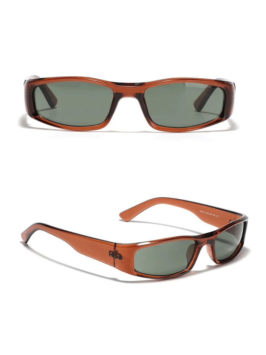 Lunettes de soleil rectangulaires futuristes — coloris marron