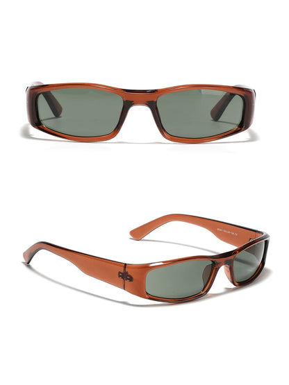 Lunettes de soleil rectangulaires futuristes — coloris marron