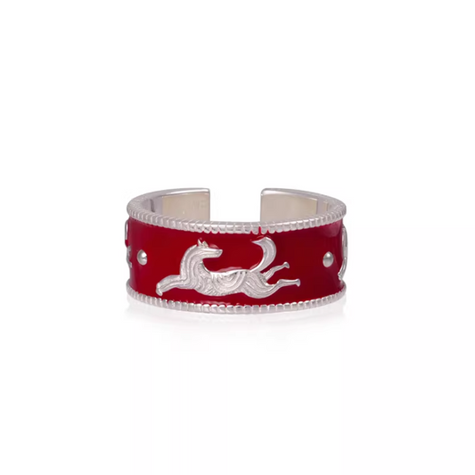 Galloping Horse Enamel Ring