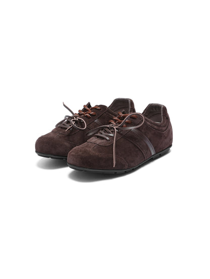 Elevated Suede German Trainer Sneakers in brown suede, front pair