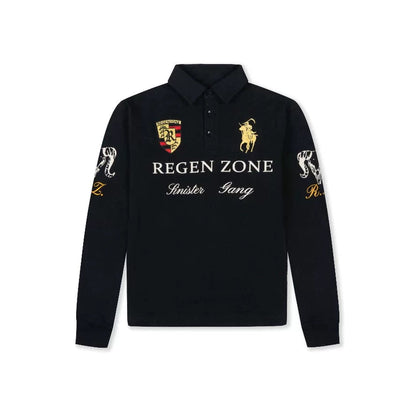 Gold-Embroidered Cinched-Waist Polo