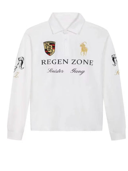 Gold-Embroidered Cinched-Waist Polo