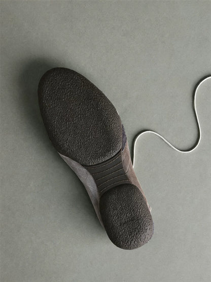 Grey Moss Mismatched Ballet Trainer Sneakers — dark textured outsole, bottom view