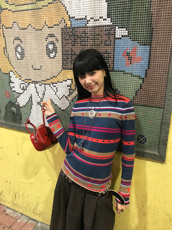 Color-Block Striped Knit Sweater