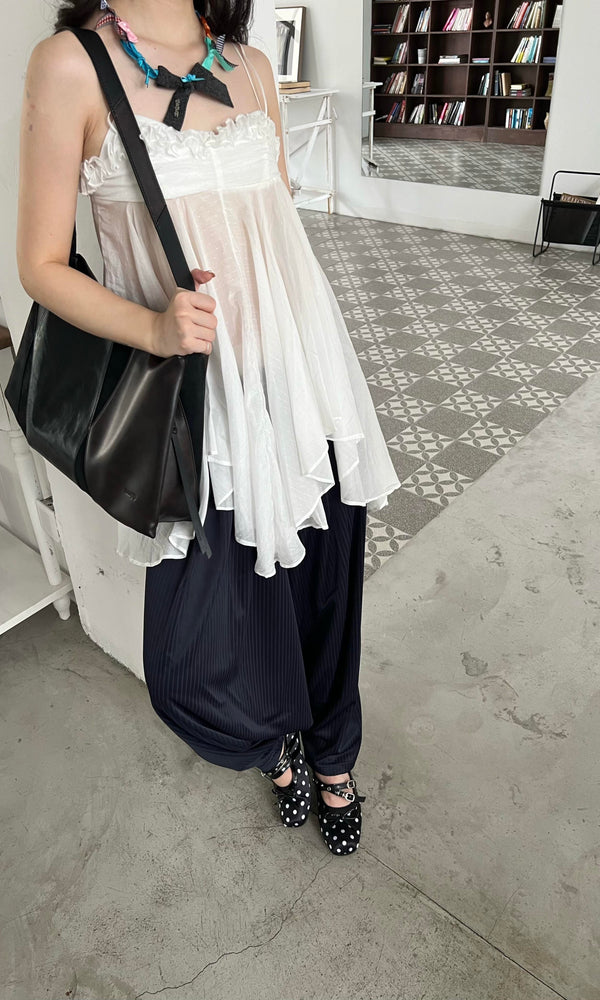 Navy Pinstripe Harem Pants