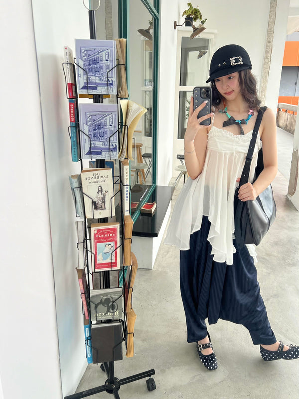 Navy Pinstripe Harem Pants