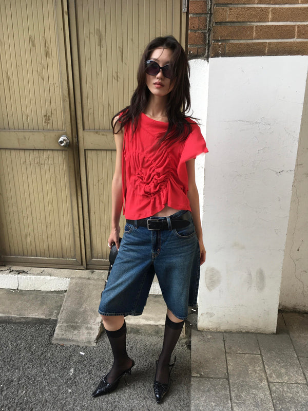 Striped Seashell Off-Shoulder Top