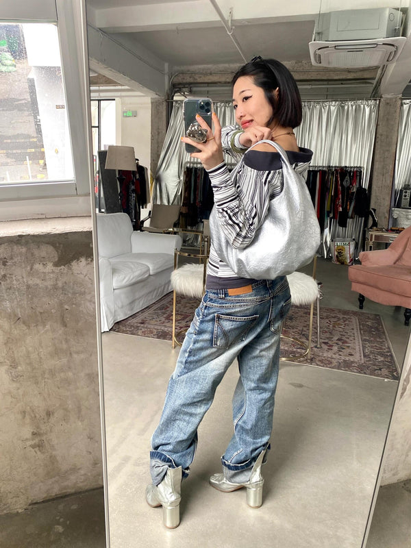 Striped One-Shoulder Long Sleeve Top