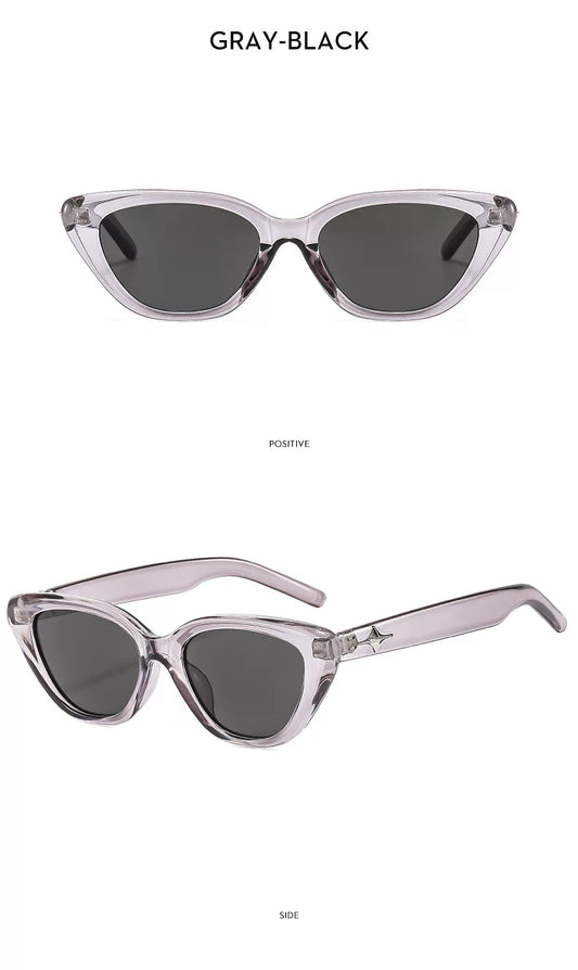 Translucent Grey Frame / Grey Lenses Jelly-Frame Cat-Eye Sunglasses