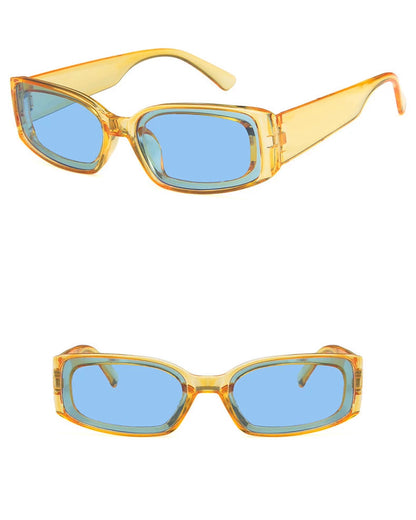 Yellow Frame / Blue Lenses Jelly Square Sunglasses