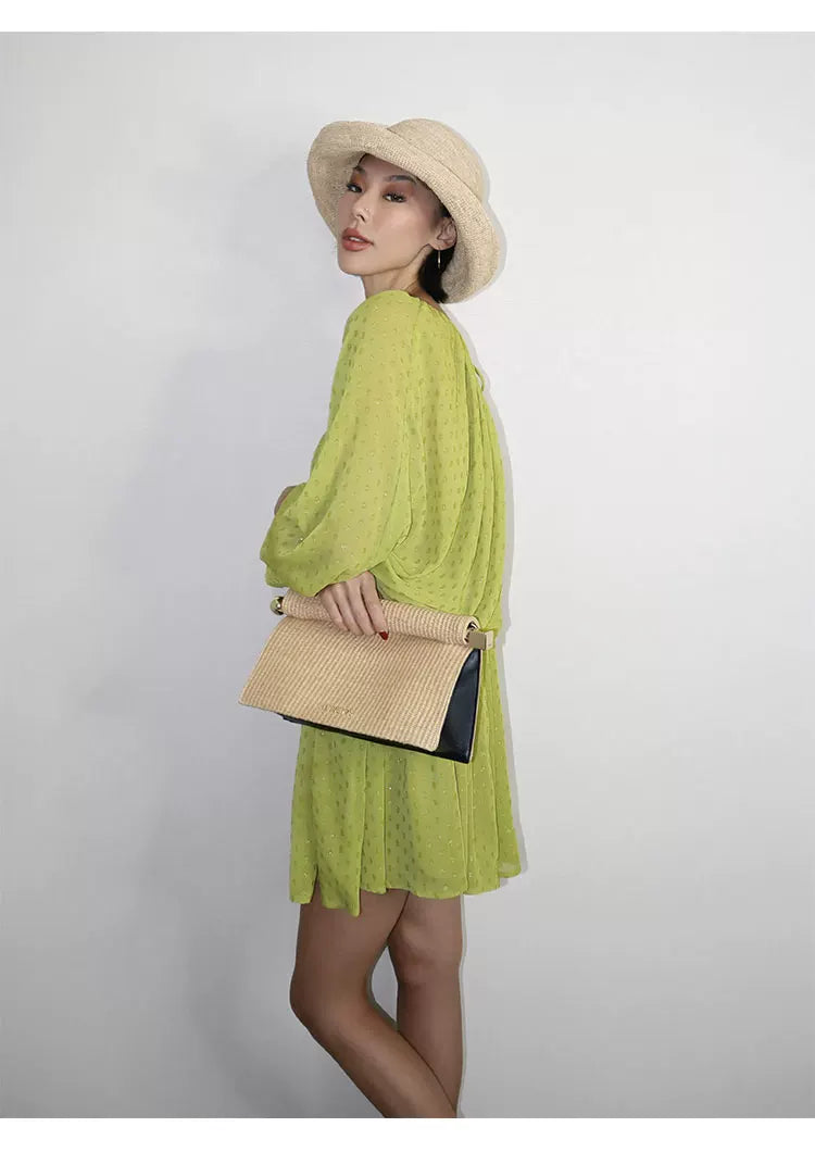 Lantern Sleeve Polka Dot Dress
