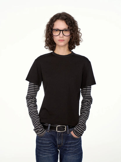 Layered Contrast Stripe Top