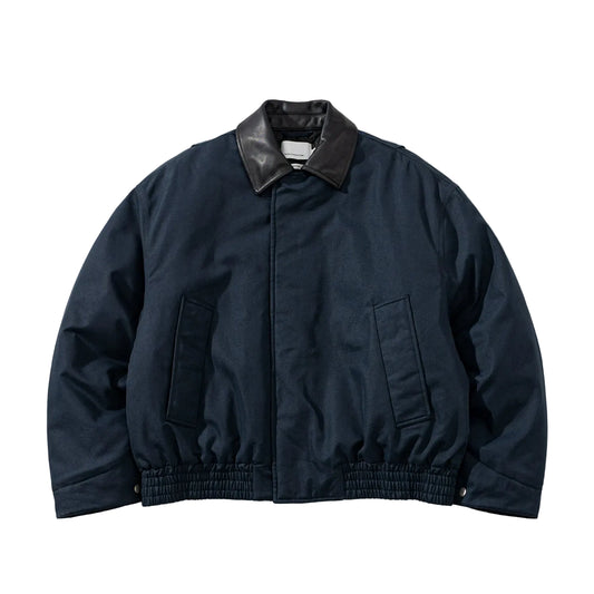 Leather-Collar Primaloft Harrington Jacket